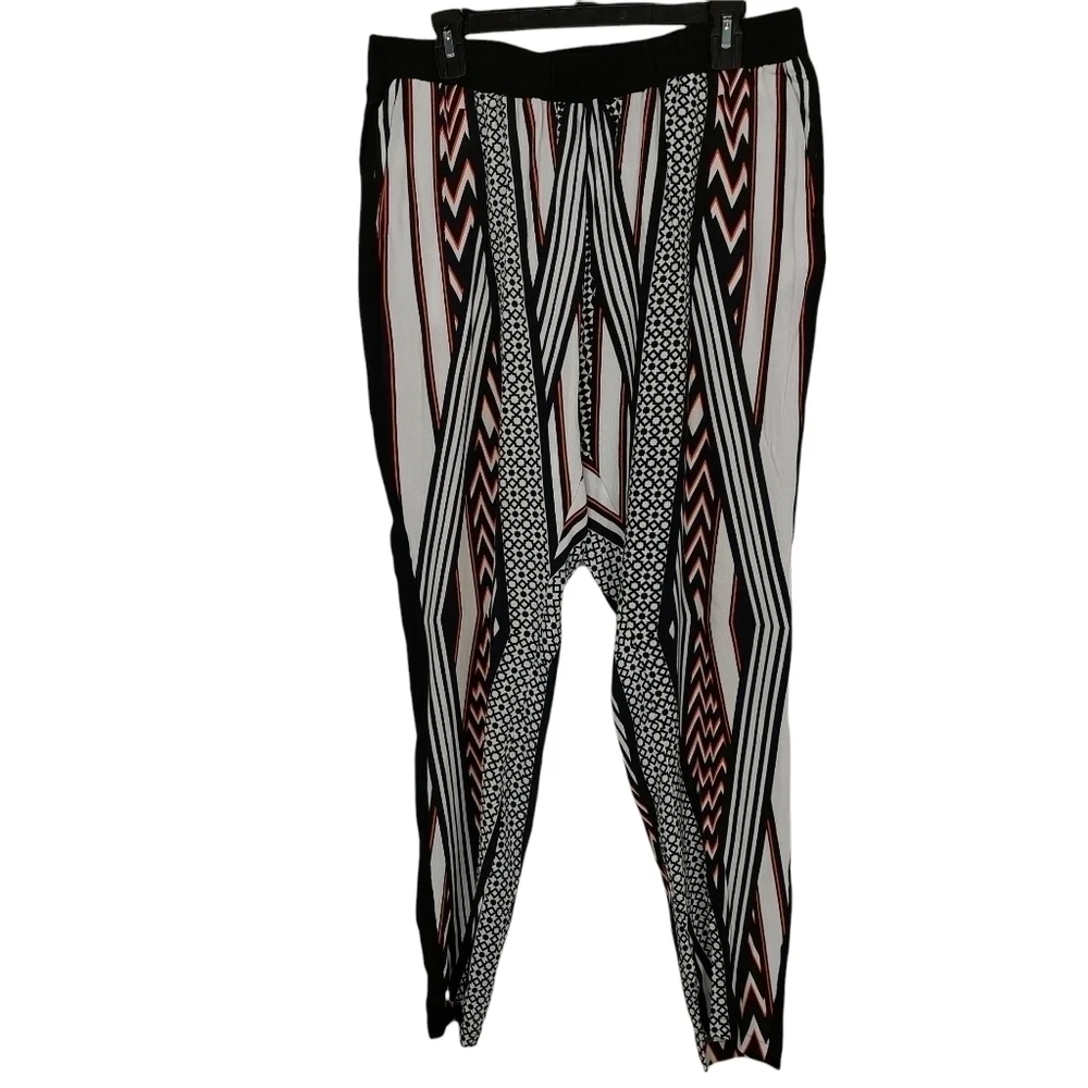 Bardot Women's Geometric Print High Waist Tapered Leg Pants Size EUR 42 US ‎ M/L